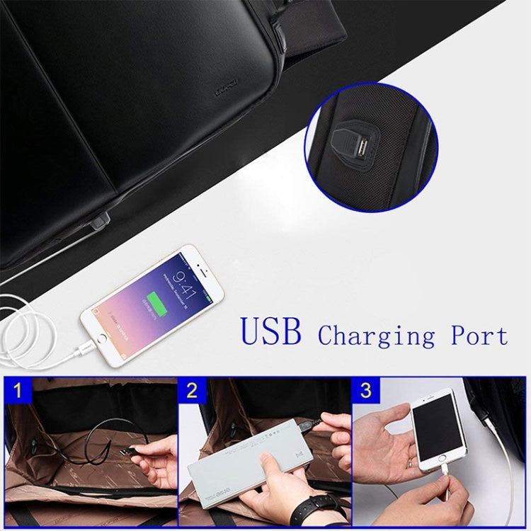 Bopai 751-006431 Business Waterproof Anti-theft Large Capacity Double Shoulder Bag,with USB Charging Port, Size: 27x16.5x40cm, 751-006431