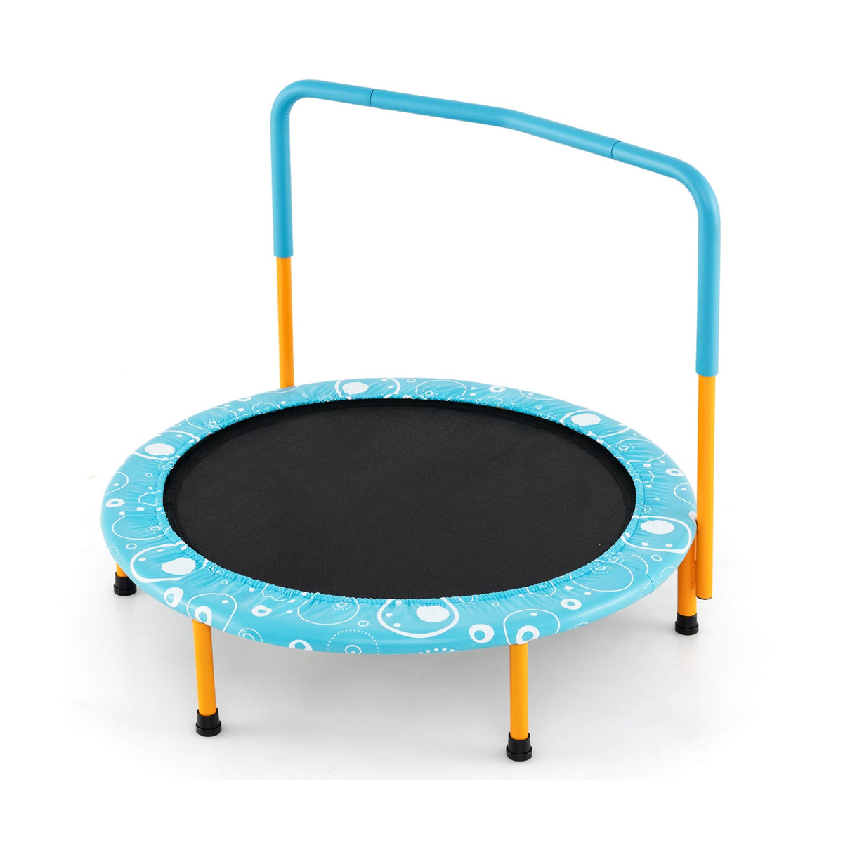 Child's Folding Trampoline with Padded Edge Cover and Full Covered Handle-Pink
