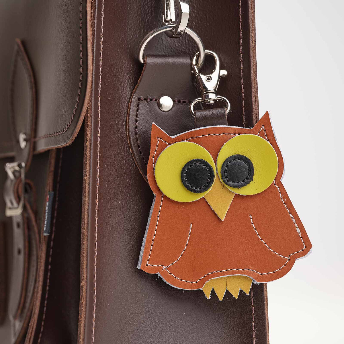Zatchels Owl Leather Bag Charm – Burnt Orange