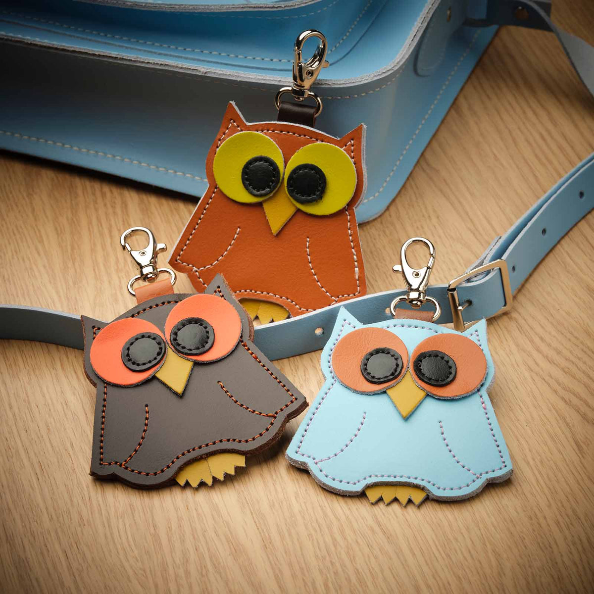 Zatchels Owl Leather Bag Charm – Burnt Orange