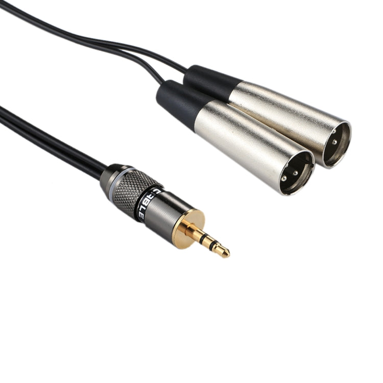 Metal Head 3.5mm Male to Aluminum Shell 2 x 3 Pin XLR CANNON Male Audio Connector Adapter Cable, Total Length: about 25cm, 2 x 3 Pin Male