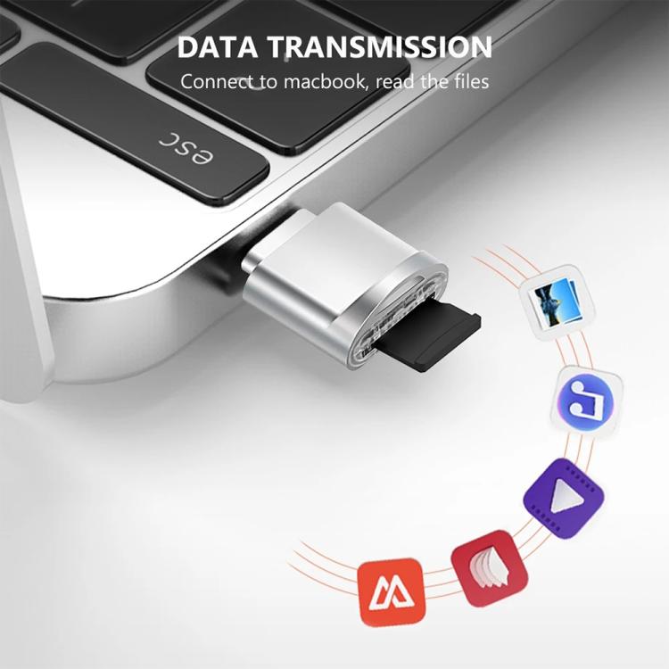 USB-C / Type-C 3.1 to Micro SD Card (TF Card) Reader Adapter, Silver