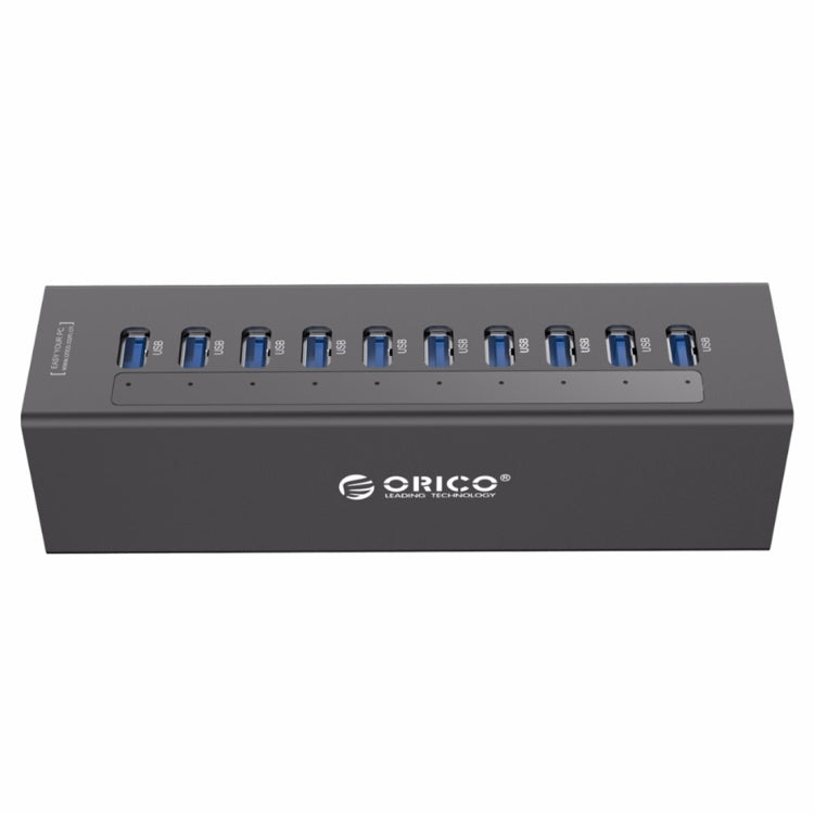 ORICO A3H10 Aluminum High Speed 10 Ports USB 3.0 HUB with Power Adapter for Laptops, 10 Ports (Black)
