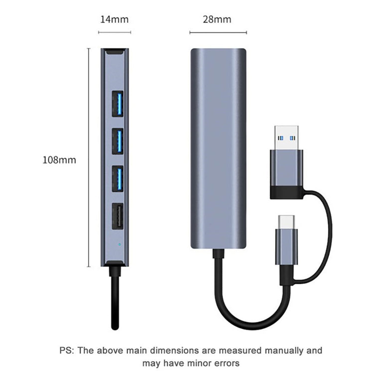 BYL-2208TU 5 in 2 USB + USB-C / Type-C to USB Multifunctional Docking Station HUB Adapter, BYL-2208