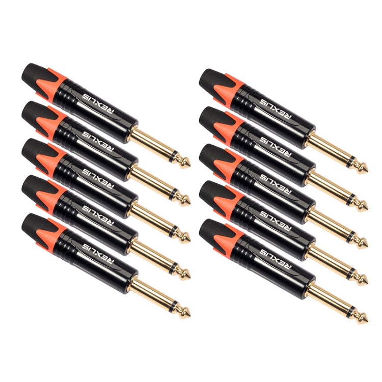 10 PCS TC202 6.35mm Gold-plated Mono Sound Welding Audio Adapter Plug