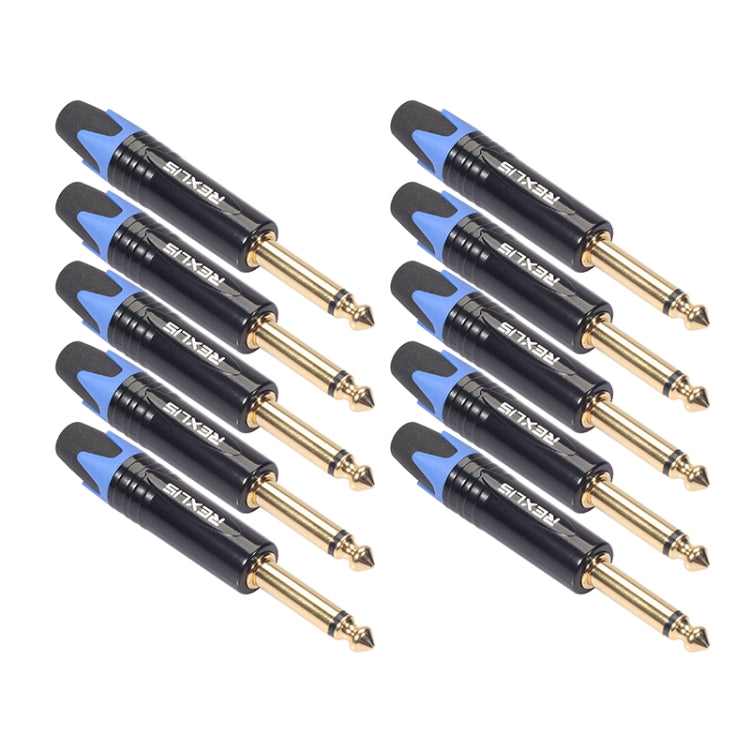 10 PCS TC202 6.35mm Gold-plated Mono Sound Welding Audio Adapter Plug