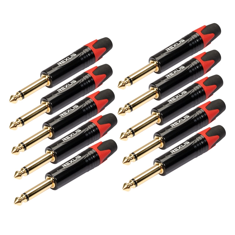 10 PCS TC202 6.35mm Gold-plated Mono Sound Welding Audio Adapter Plug