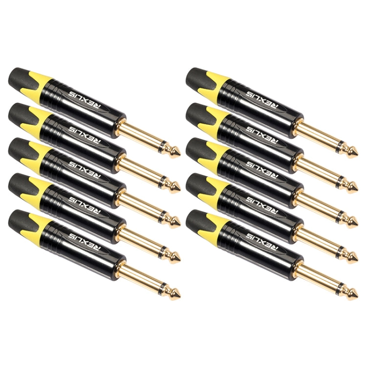 10 PCS TC202 6.35mm Gold-plated Mono Sound Welding Audio Adapter Plug