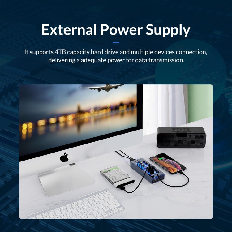 ORICO AT2U3-13AB-GY-BP 13 Ports USB 3.0 HUB with Individual Switches & Blue LED Indicator, US Plug, 13AB