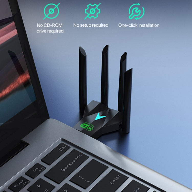 1300Mbps 5G Wireless Network Card Gigabit Dual Band Driver-free USB WiFi Receiver, 1300Mbps 5G