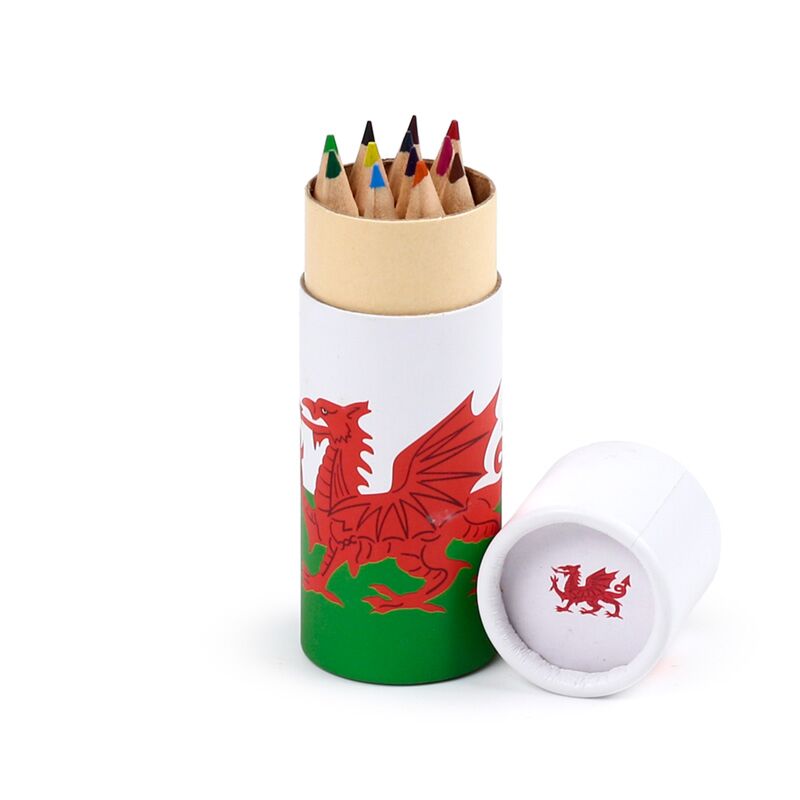 Welsh Dragon Wales (Cymru) Souvenir Pencil Pot with 12 Colouring Pencils
