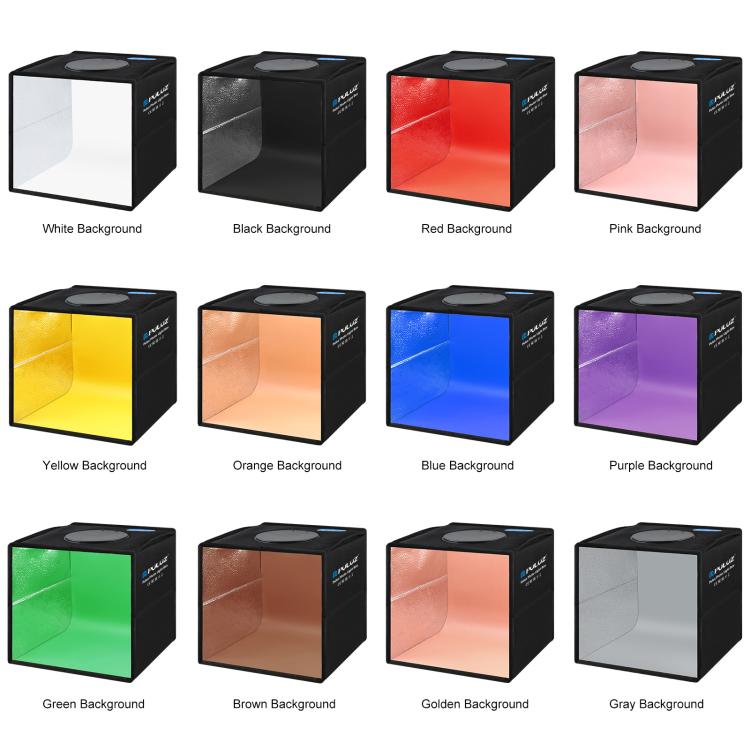 PULUZ 25cm Folding Portable High CRI Ring LED Photo Lighting Studio Tent Box + Shadowless Light Lamp Panel Pad with 12 Colors Backdrops, Size: 25cm x 25cm x 25cm, 25cm High CRI Box + Shadowless Light