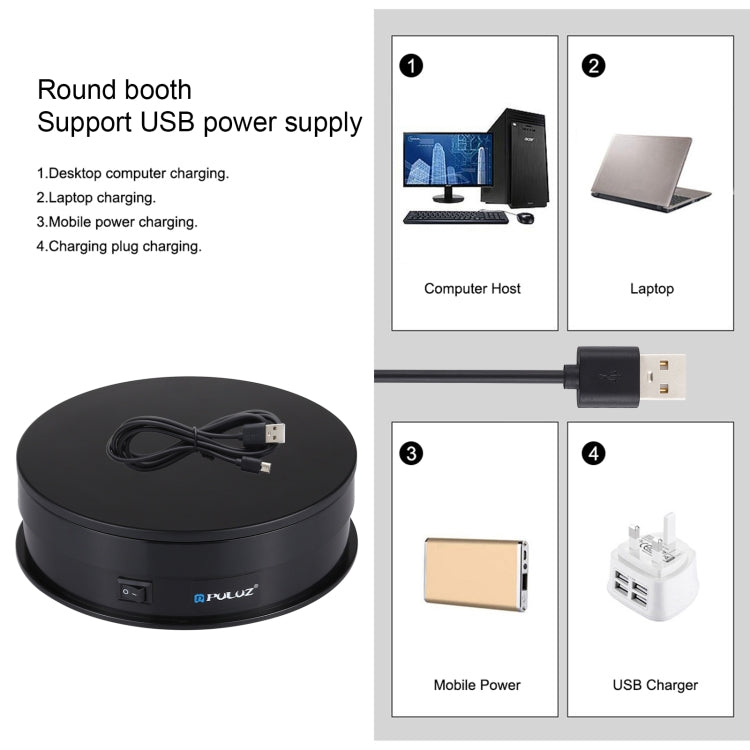 PULUZ 15cm USB Electric Rotating Turntable Display Stand Video Shooting Props Turntable for Photography, Load 1-5kg, 15cm Load 1-5kg Black, 15cm Load 1-5kg White