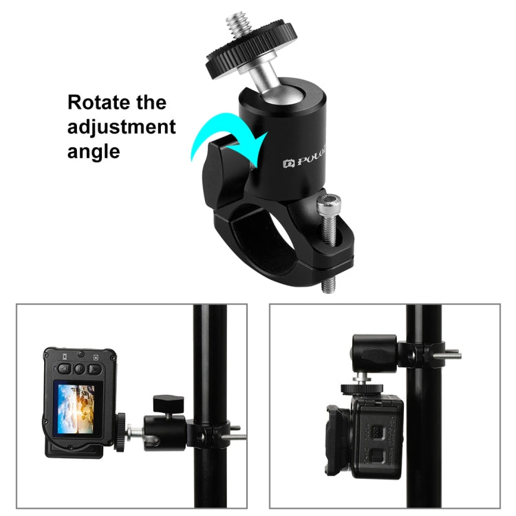 PULUZ Bike Aluminum Handlebar Tripod Ball Head Adapter Mount for GoPro HERO10 Black / HERO9 Black / HERO8 Black /7 /6 /5 /5 Session /4 Session /4 /3+ /3 /2 /1, DJI Osmo Action, Xiaoyi and Other Action Cameras, Ball Head Mount