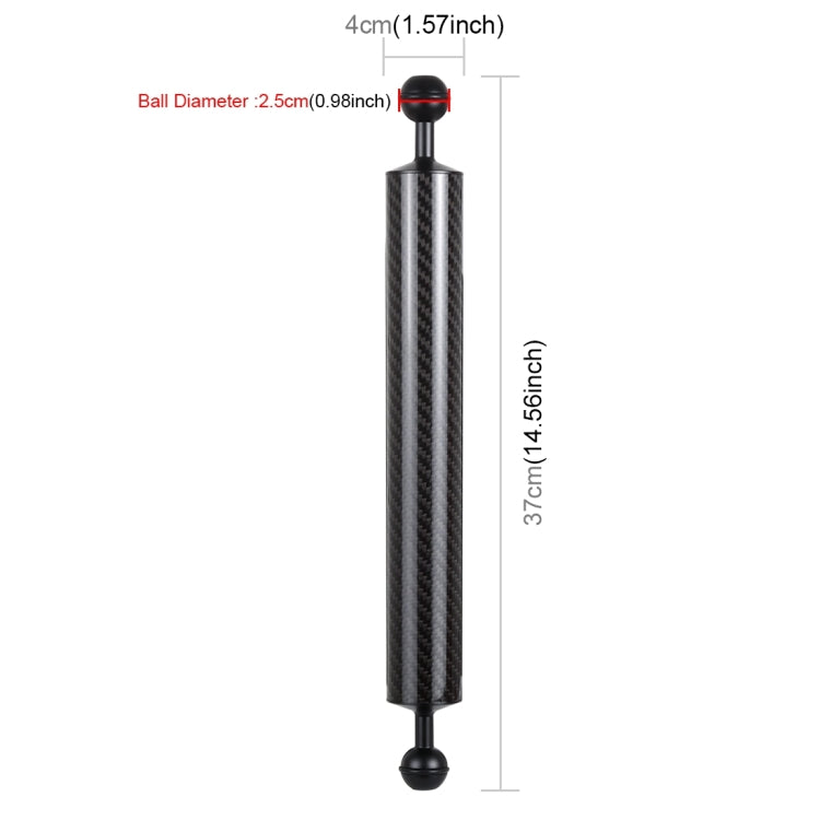 PULUZ 14.56 inch 37cm Length 40mm Diameter Dual Balls Carbon Fiber Floating Arm, Ball Diameter: 25mm, Buoyancy: 300g, 14 inch 300g Buoyancy