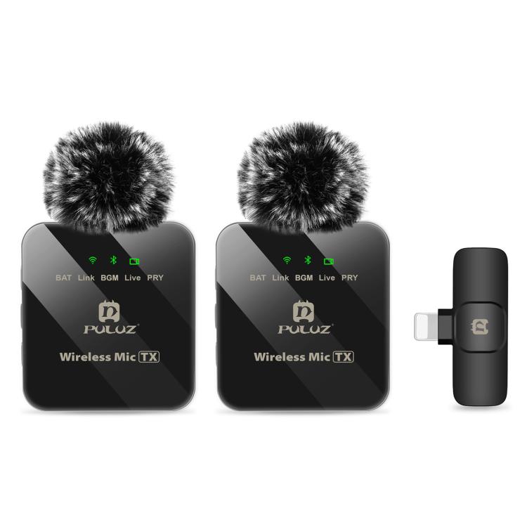 PULUZ Wireless Lavalier Microphone for iPhone & iPad – Dual Mic with ENC Noise Reduction