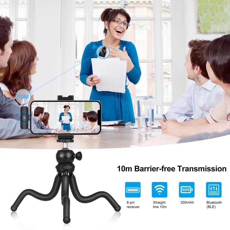 PULUZ Wireless Lavalier Microphone for iPhone & iPad – Dual Mic with ENC Noise Reduction