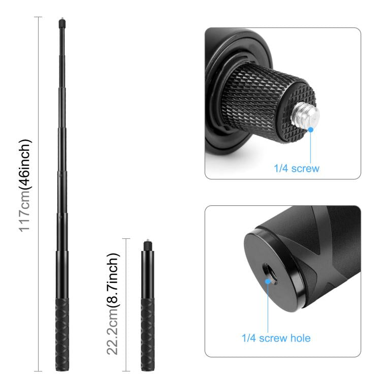 For Insta360 X3 PULUZ Rotary Handle Desktop Tripod Stand 110cm Selfie Stick Monopod, Desktop Tripod Stand 110cm Selfie Stick