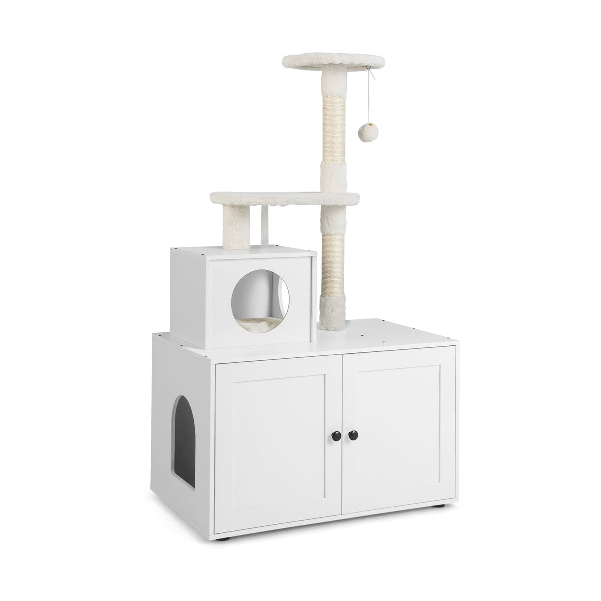 Cat Litter Box Enclosure with Cat Tree and Kitty Condo-Rustic Brown