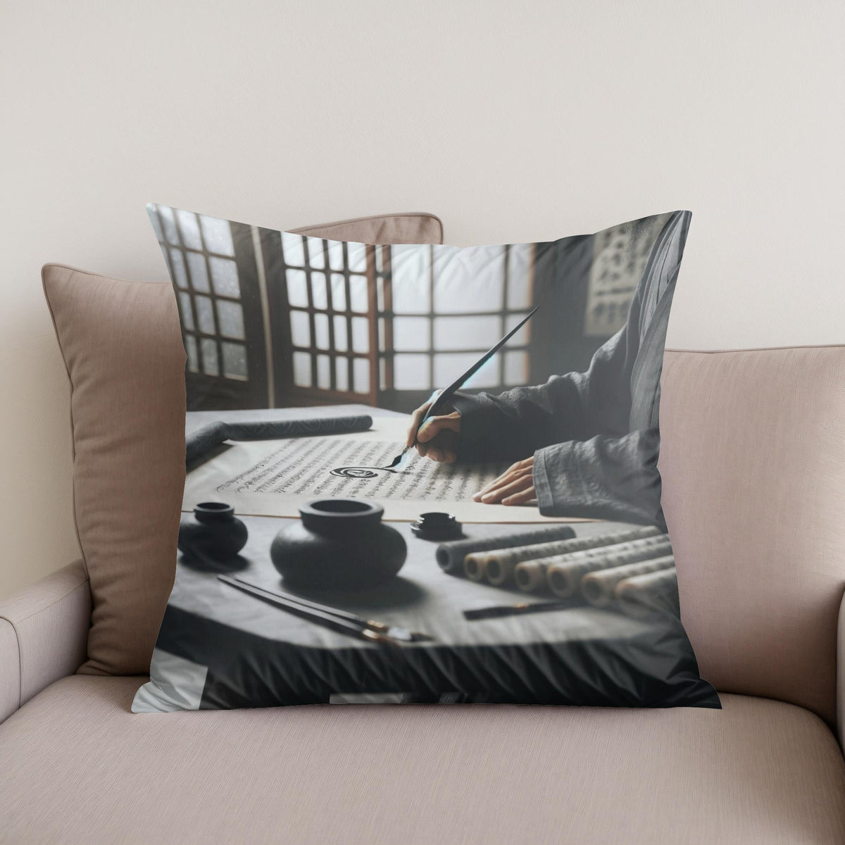 Zen Scribe Cotton Cushion