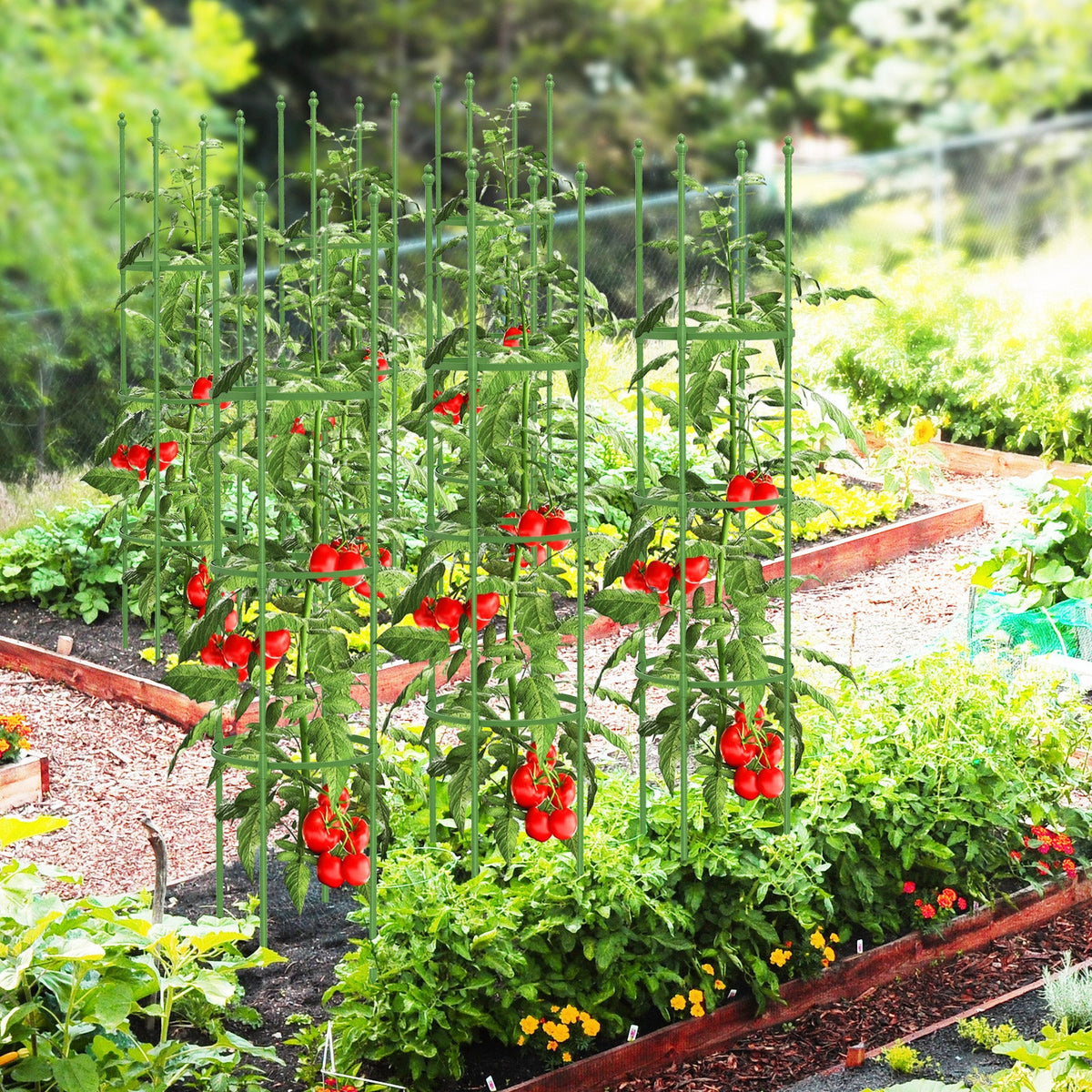 2-Pack 145 cm Tall Garden Plant Support Garden Trellis for Potted Plants-Green