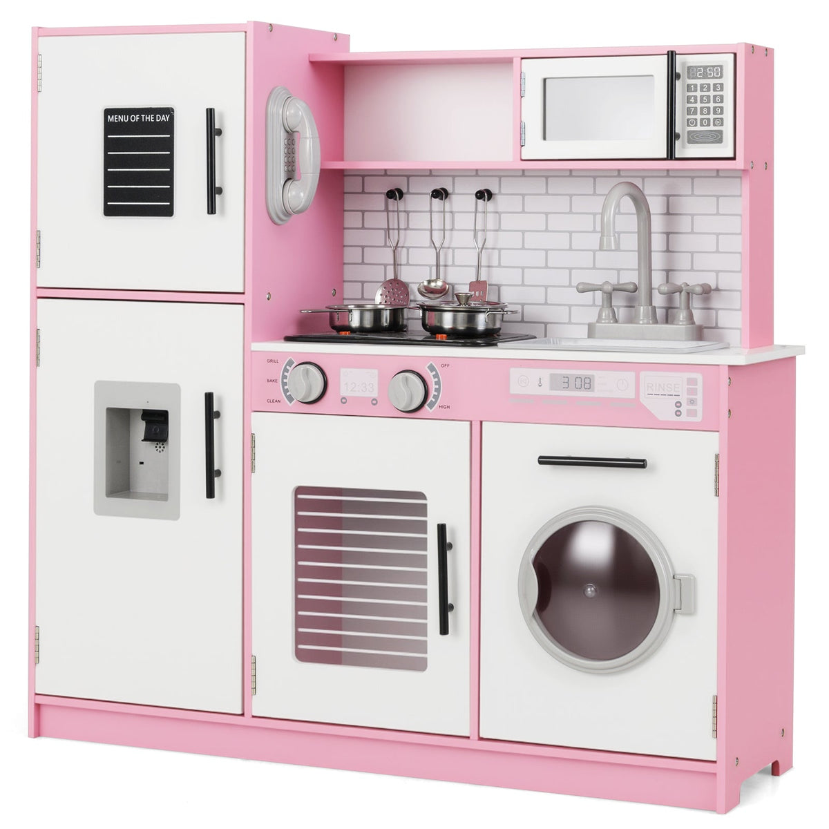 Play Kitchen Toy Set with Oven and Washing Machine for Aged 3+ Years Old-Black