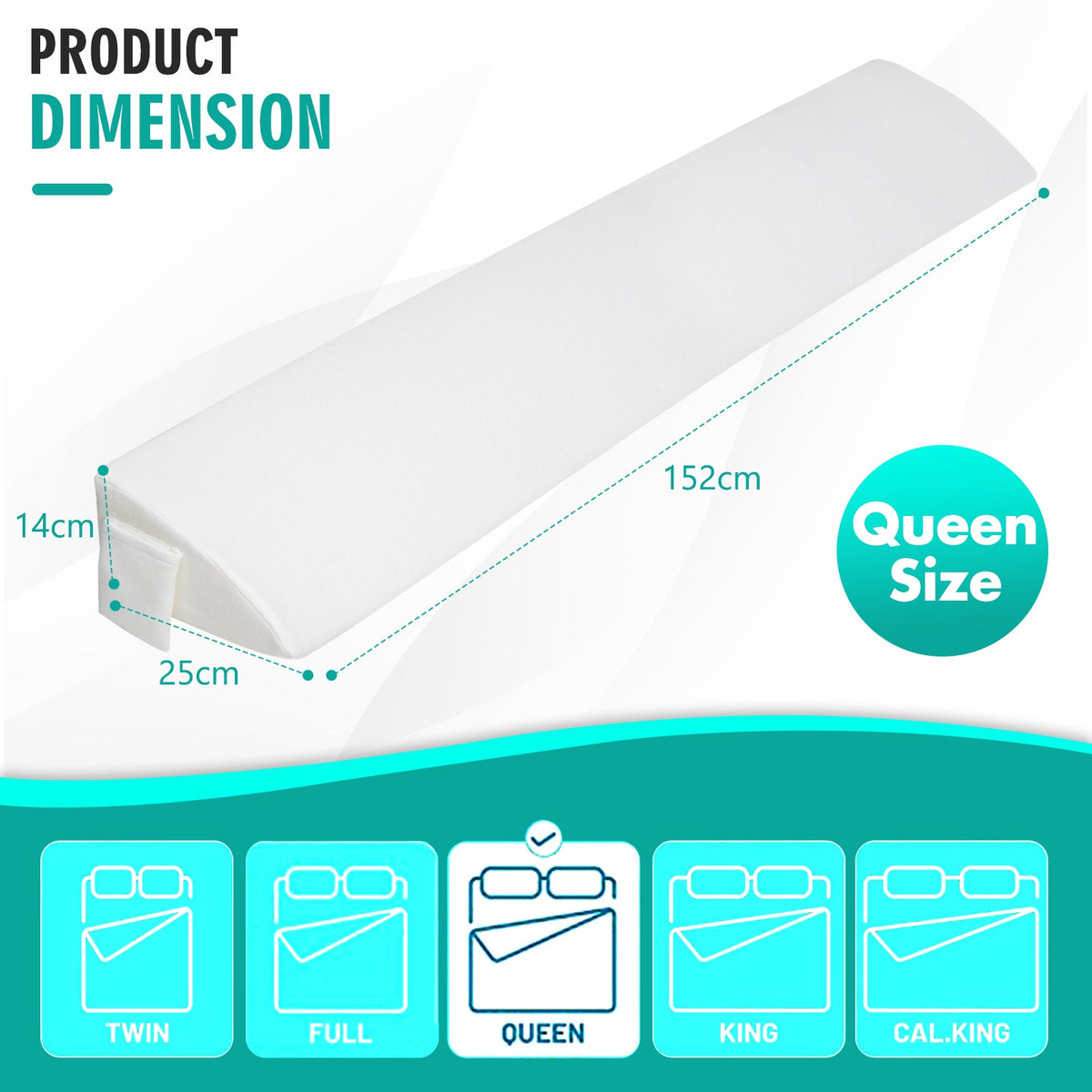 Full/Queen Size Bed Wedge Pillow with Side Pocket-Full size