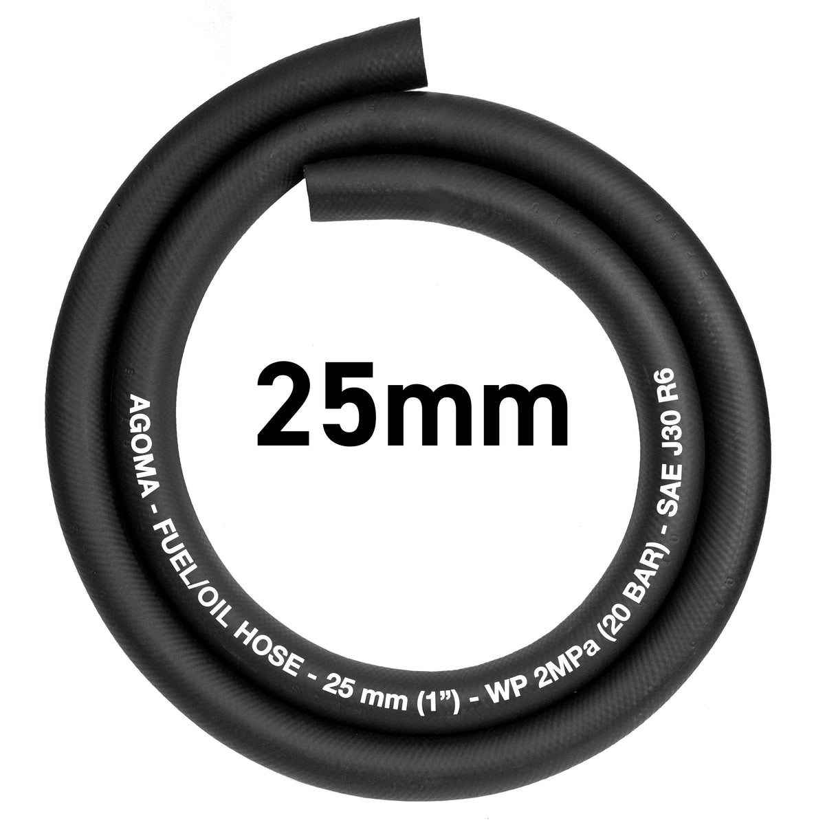 Rubber 25mm Braided Fuel, Oil Hose SAE J30 R6
