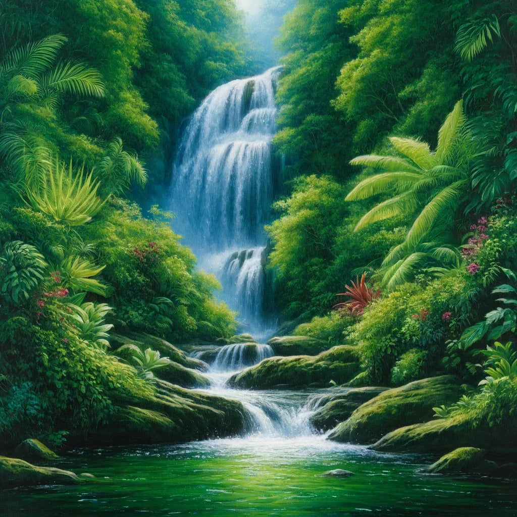 Rainforest Cascade Cotton Cushion