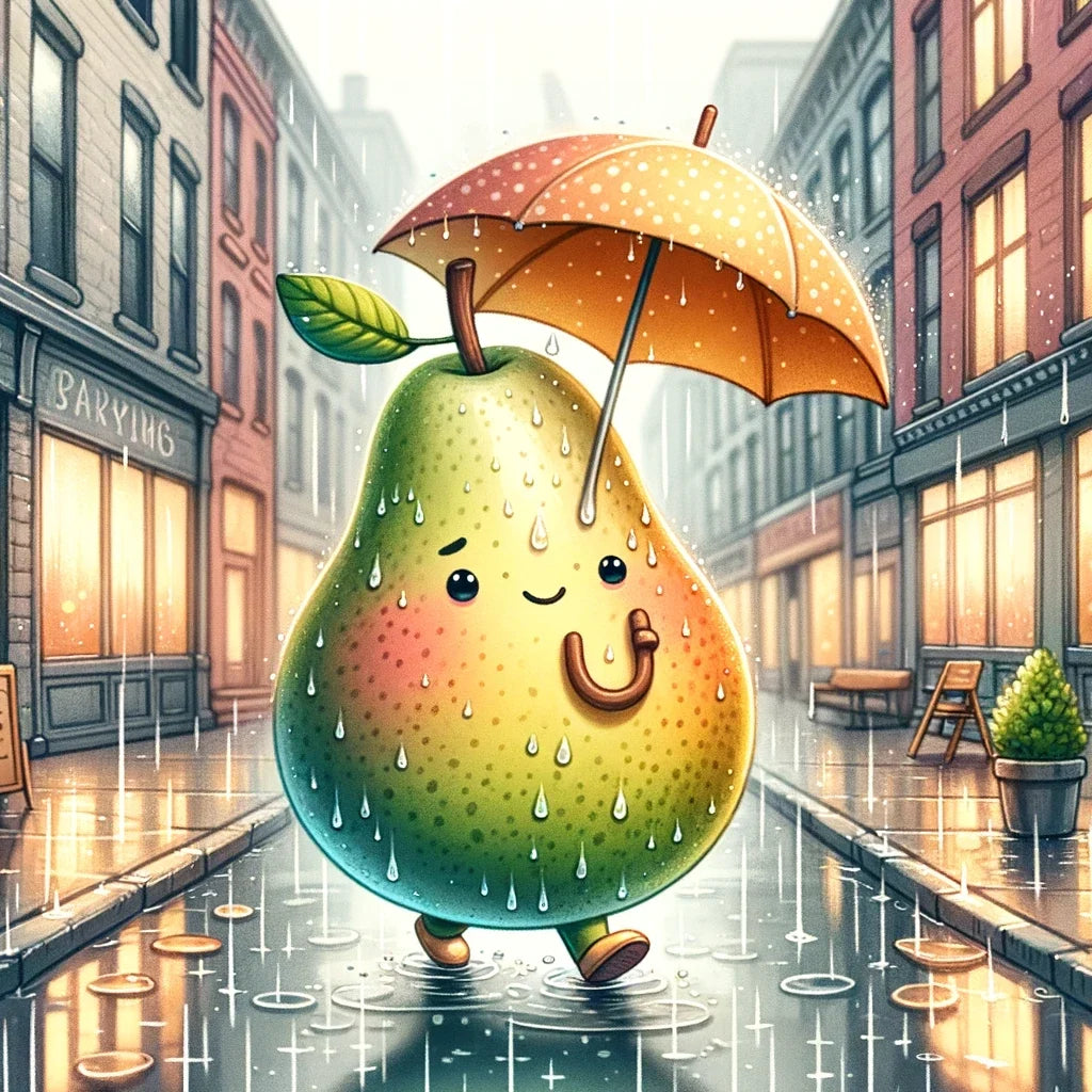 Rainy Day Pear Stroll Canvas