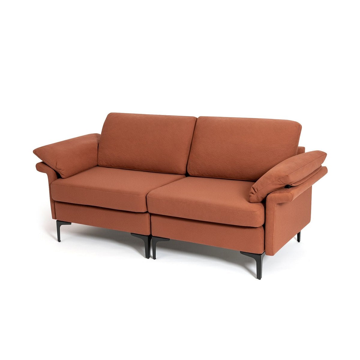 L-Shaped 2-Seater Upholstered Sectional Couch-Grey
