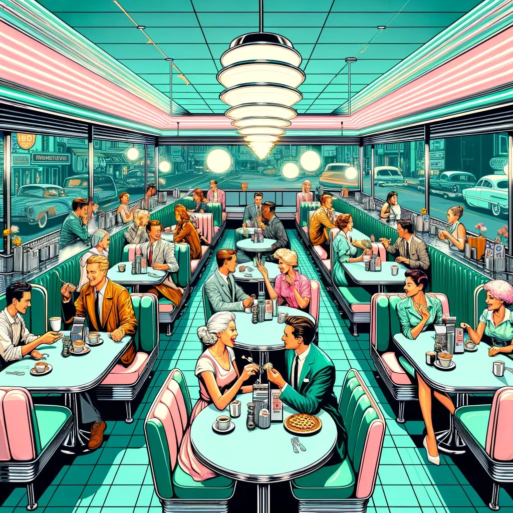 Retro Diner Revival Cotton Cushion