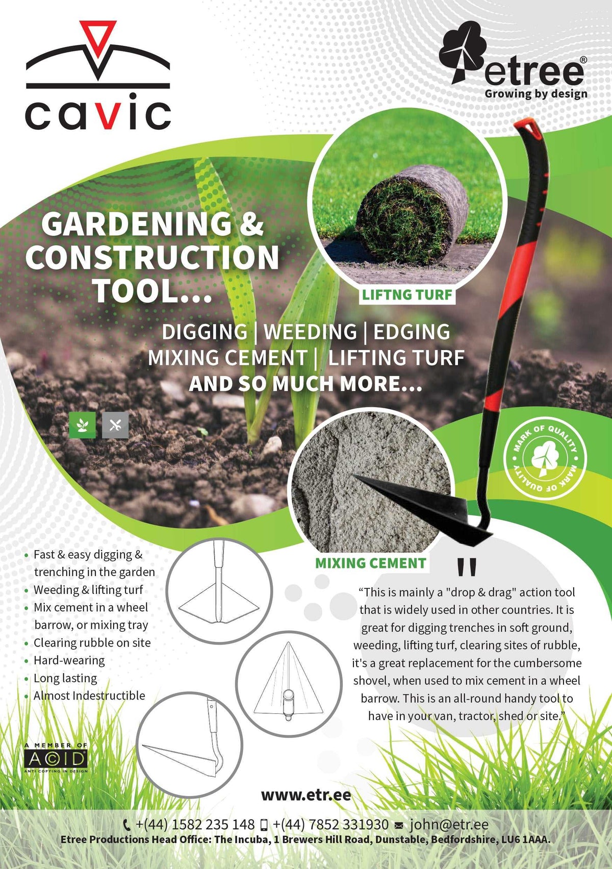 Cavic Garden Hoe / Bedding Shovel