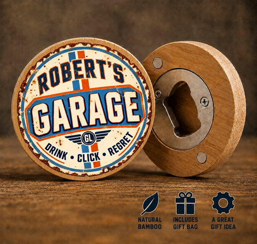Robert’s Garage Bottle Opener – Funny Gift for Him