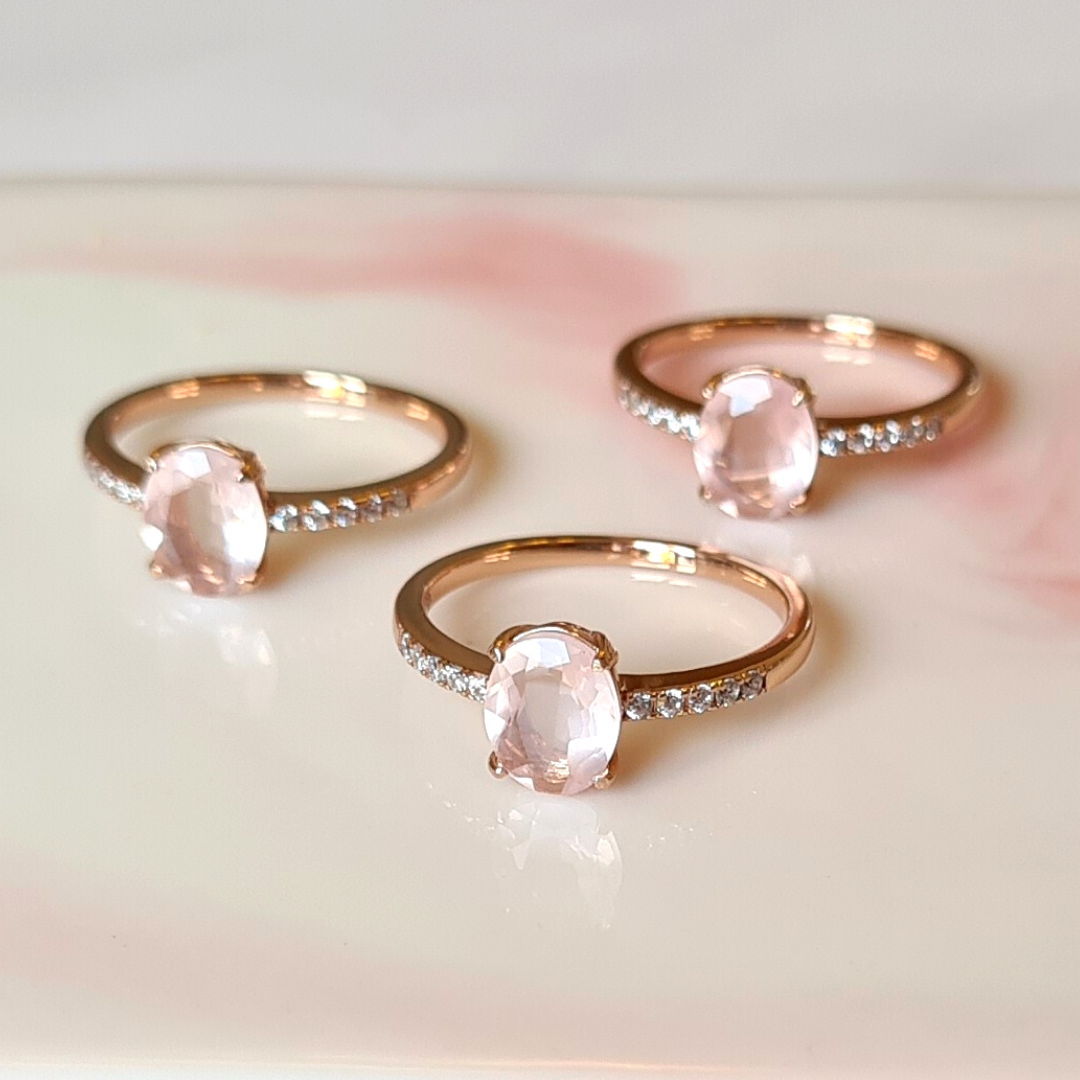 Rose Quartz Ring in Rose Gold Vermeil
