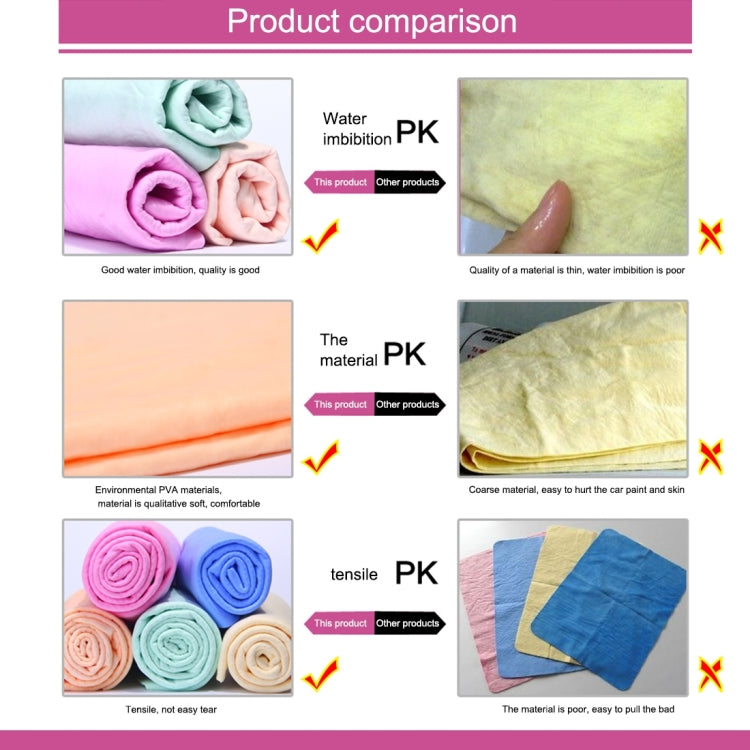 KANEED Synthetic Chamois Drying Towel Super Absorbent PVA Shammy Cloth for Fast Drying of Car, Size: 43 x 32 x 0.2cm, Drying Towel Super Absorbent PVA Shammy Cloth