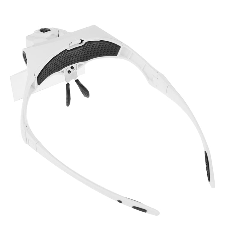 5 Lens 1.0X-3.5X Loupe Glasses Bracket Headband Magnifier with 2 LED Lights Eye Magnification Goggles Magnifying Tool, 5 Lens 1.0X-3.5X (White)