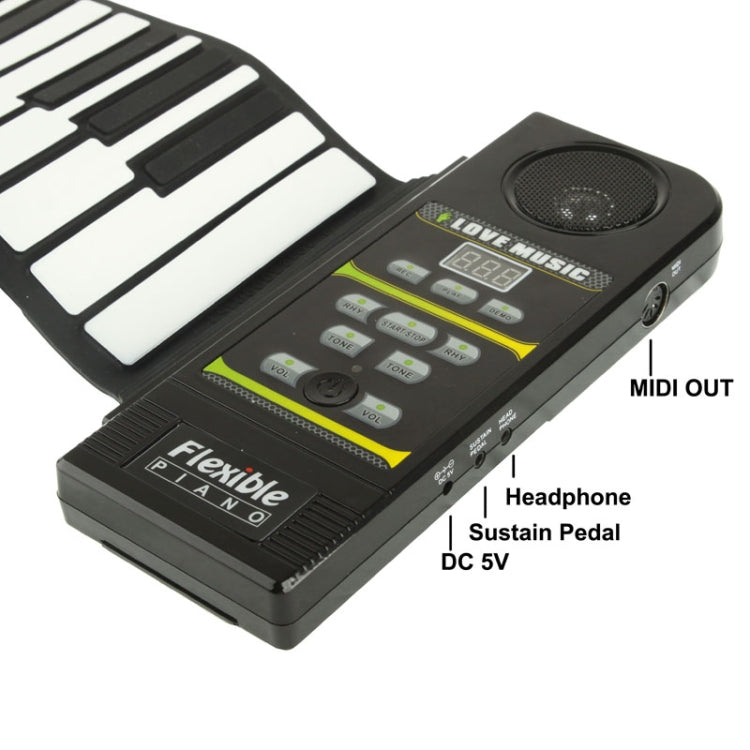 88 Keys Portable MIDI Silicone Flexible Roll Up Piano, Keyboard: 133 x 14.2 x 0.6cm, 88 Keys Roll Up Piano