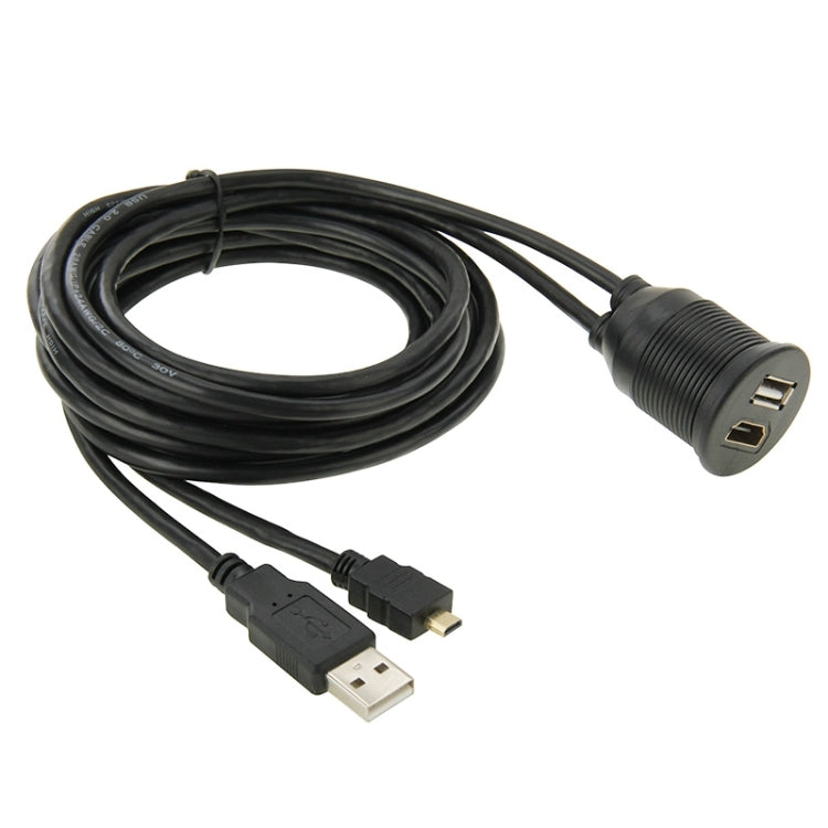USB 2.0 & Micro HDMI (Type-D) Male to USB 2.0 & HDMI (Type-A) Female Adapter Cable with Car Flush Mount, Length: 2m, USB 2.0 & Micro HDMI Male to USB 2.0 & HDMI Female