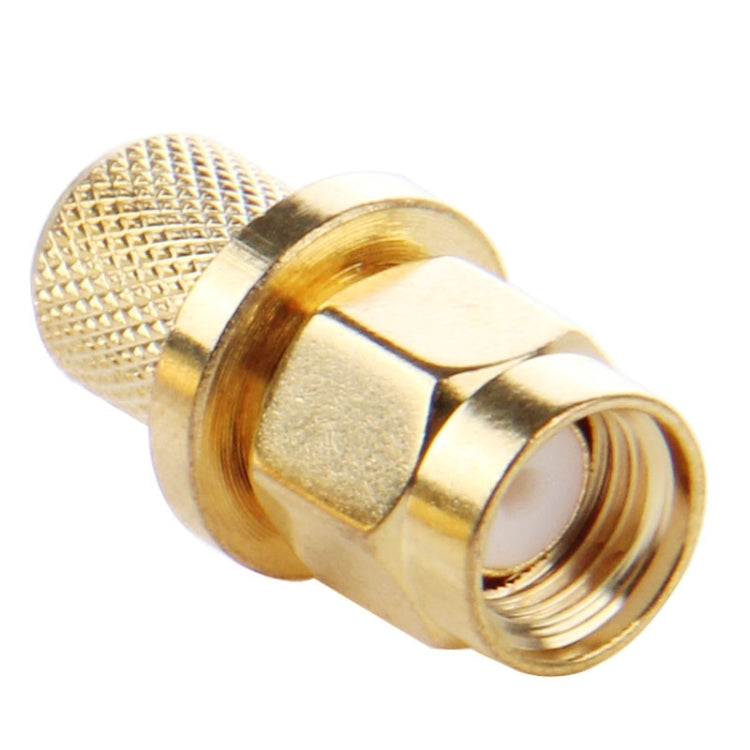 10 PCS Gold Plated SMA Male Plug Crimp RF Connector Adapter for RG58 / RG142 / LMR195 Cable, SMA Male Plug
