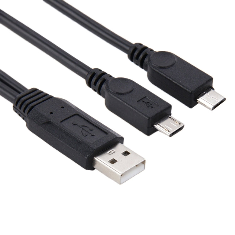 USB 2.0 Male to 2 Micro USB Male Cable, Length: About 30cm, USB 2.0 AM  to 2 Micro USB