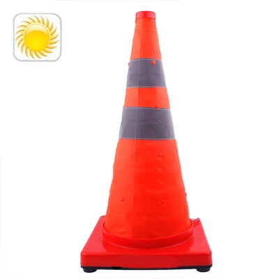 3-LED Solar Lift Traffic Safety Warning Road Cones, Height: 56cm, Height: 56cm