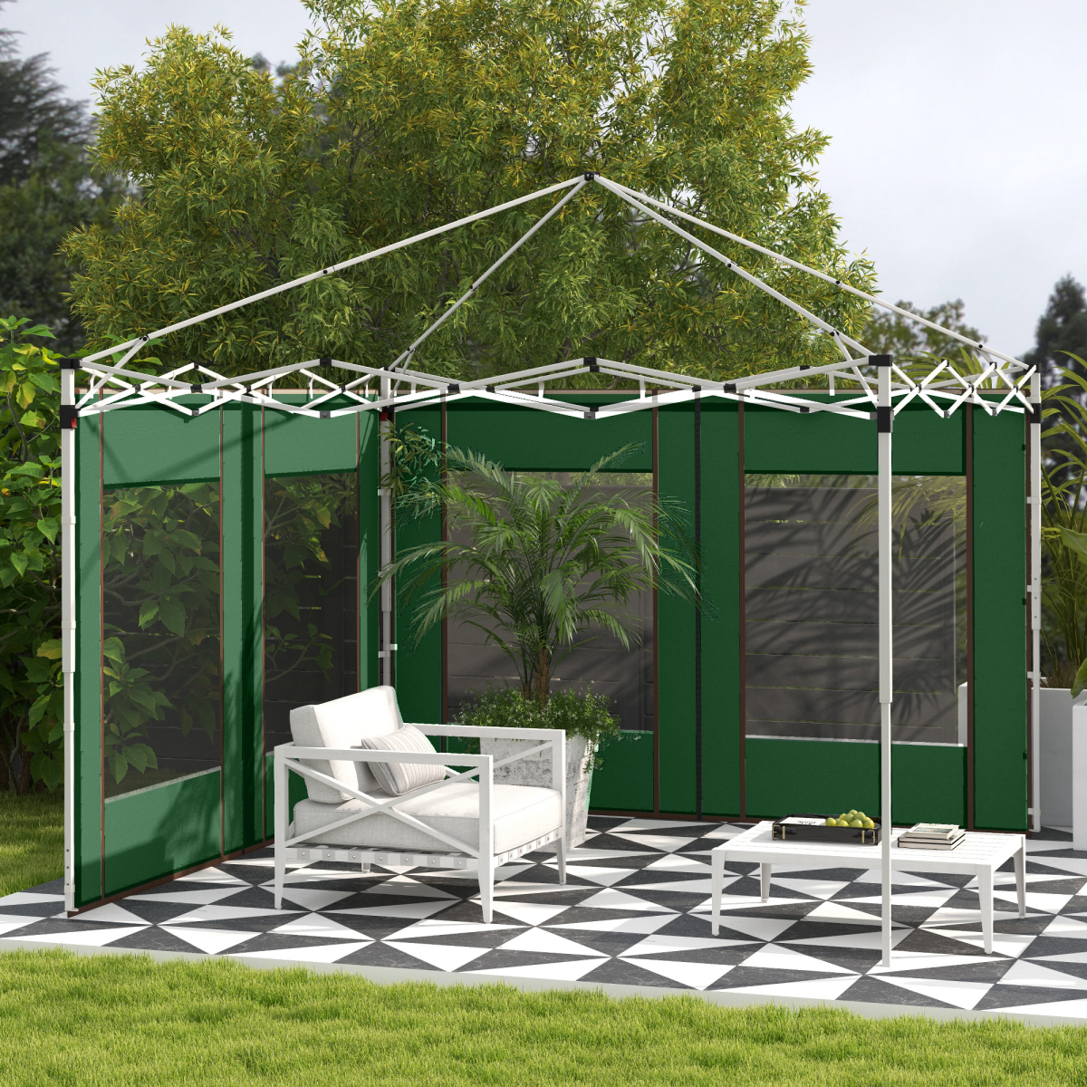 Outsunny 3x3(m) or 3x6m Pop Up Gazebo Side Panels with Windows, Green