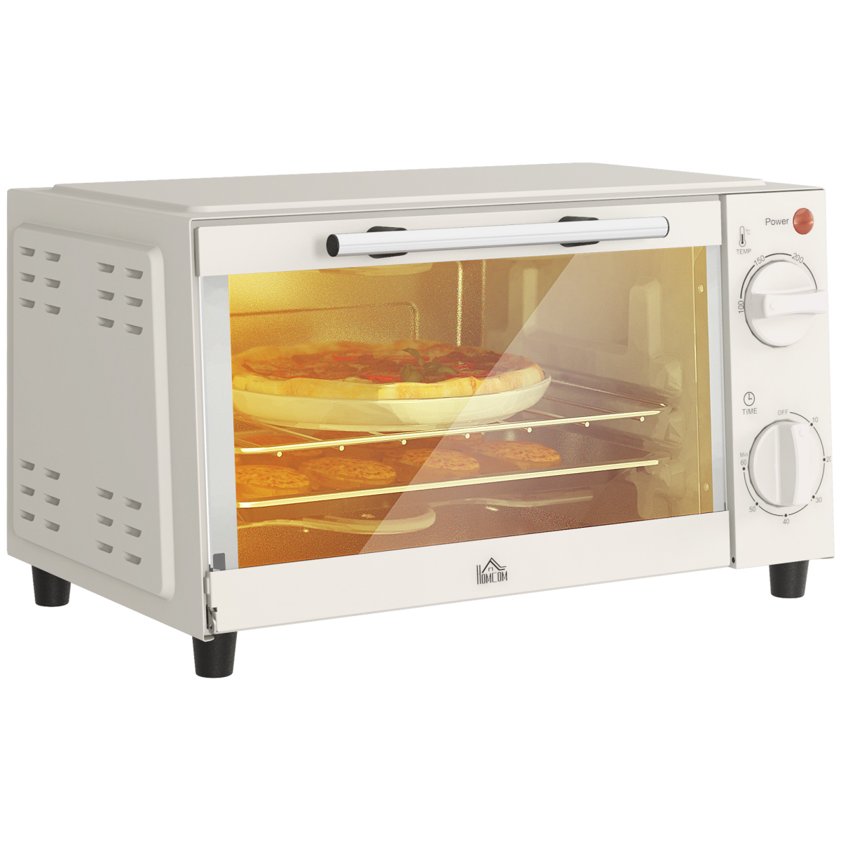 HOMCOM Mini Oven 9L Countertop Electric Grill with Temp Timer Control 750W