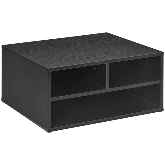 HOMCOM Desktop Printer Stand with 3 Open Compartments, Desk Organiser, Black