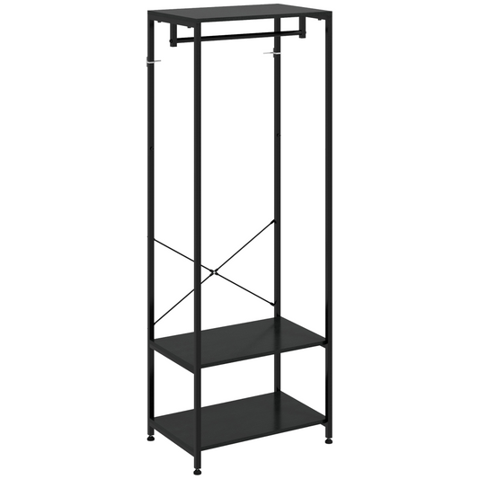 HOMCOM Coat Rack, 2-in-1 Clothes Stand with Shoe Storage for Hallway, Black
