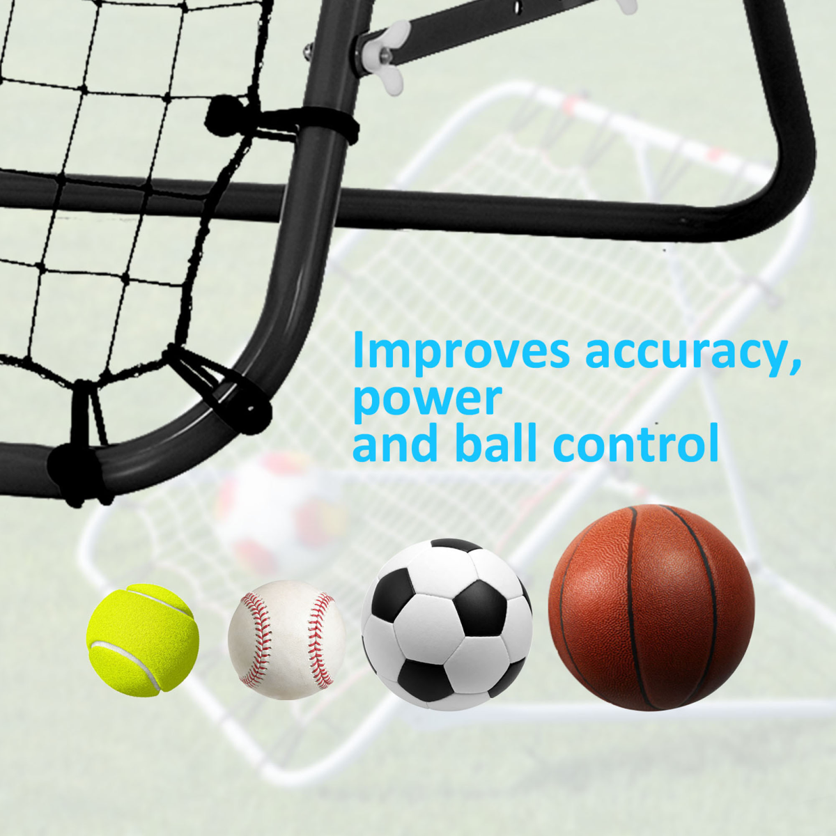 HOMCOM Rebounder Net Kids Adults Football Training Aid Adjustable