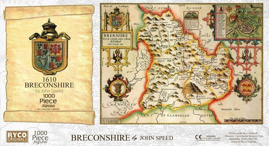 Breconshire Historical Map 1000 Piece Jigsaw Puzzle (1610)