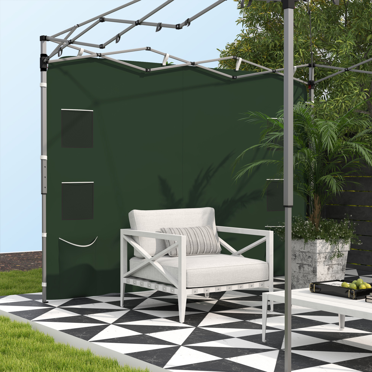 Beige Sidewall Panel for 3x3m Gazebo - Durable Oxford Fabric with Storage