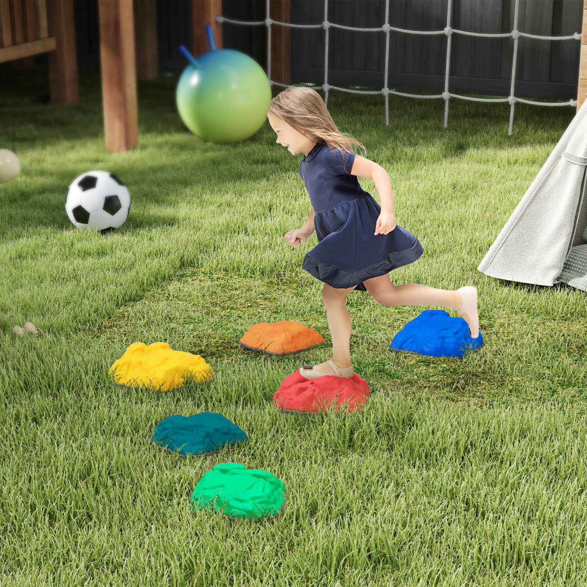 AIYAPLAY Balance Stepping Stones, 6 PCS River Stones for Kids Ages 3-8 Years